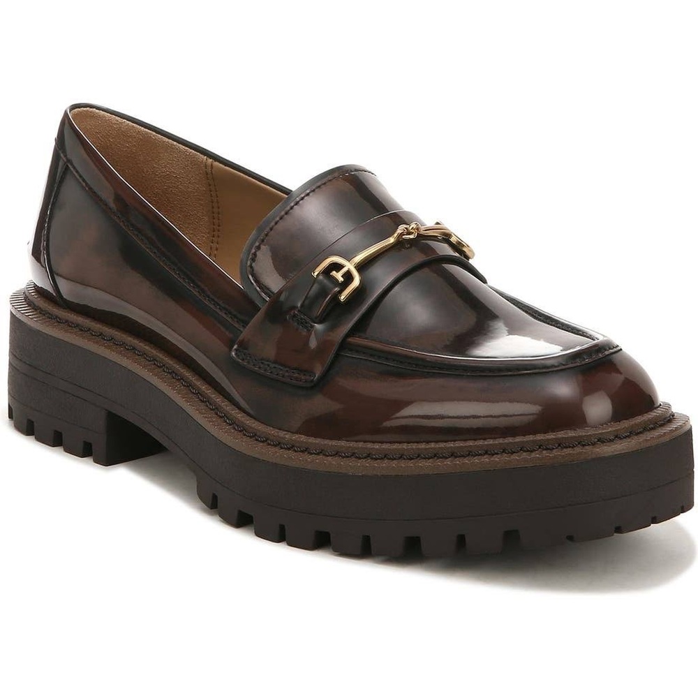 SAM EDELMAN Women's Laurs Lug-Sole Tailored Loafer Flats Brown Size 8 AUTHENTIC.